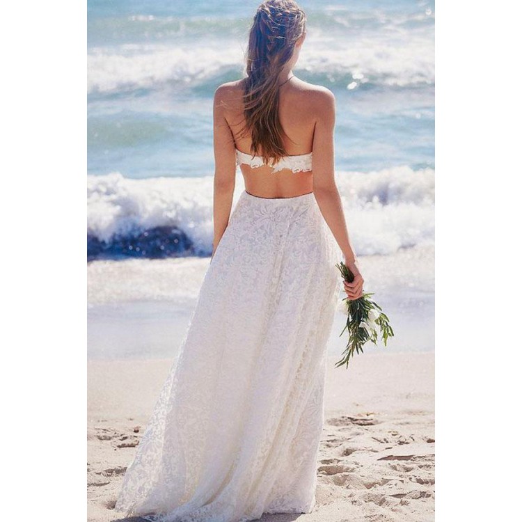 Beach Wedding Dress, Lace Beach Wedding Dresses, Sweetheart Strapless