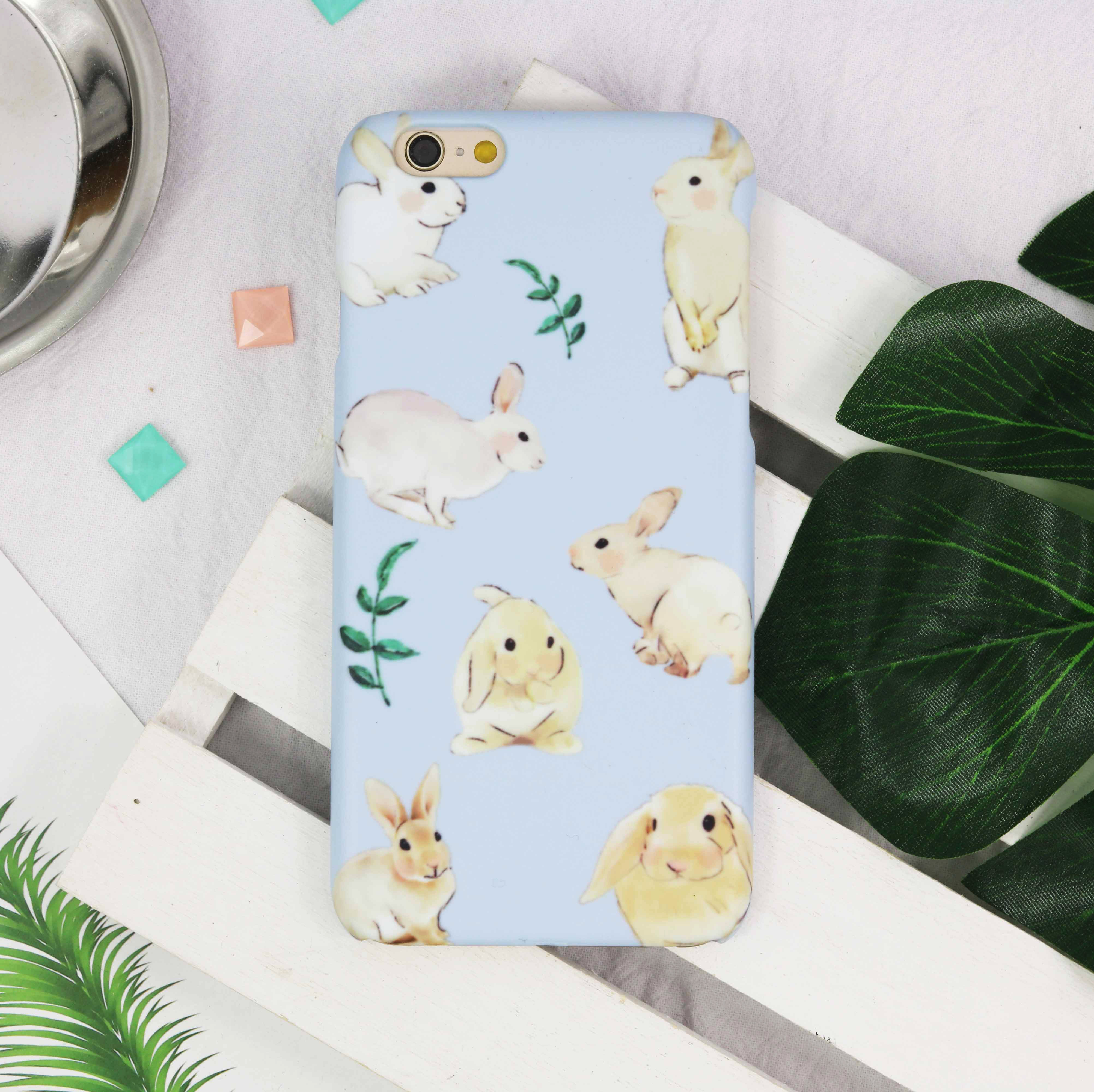 Rabbit bunny all over pattern rigid hard phone case for iPhone X 8 7 6S