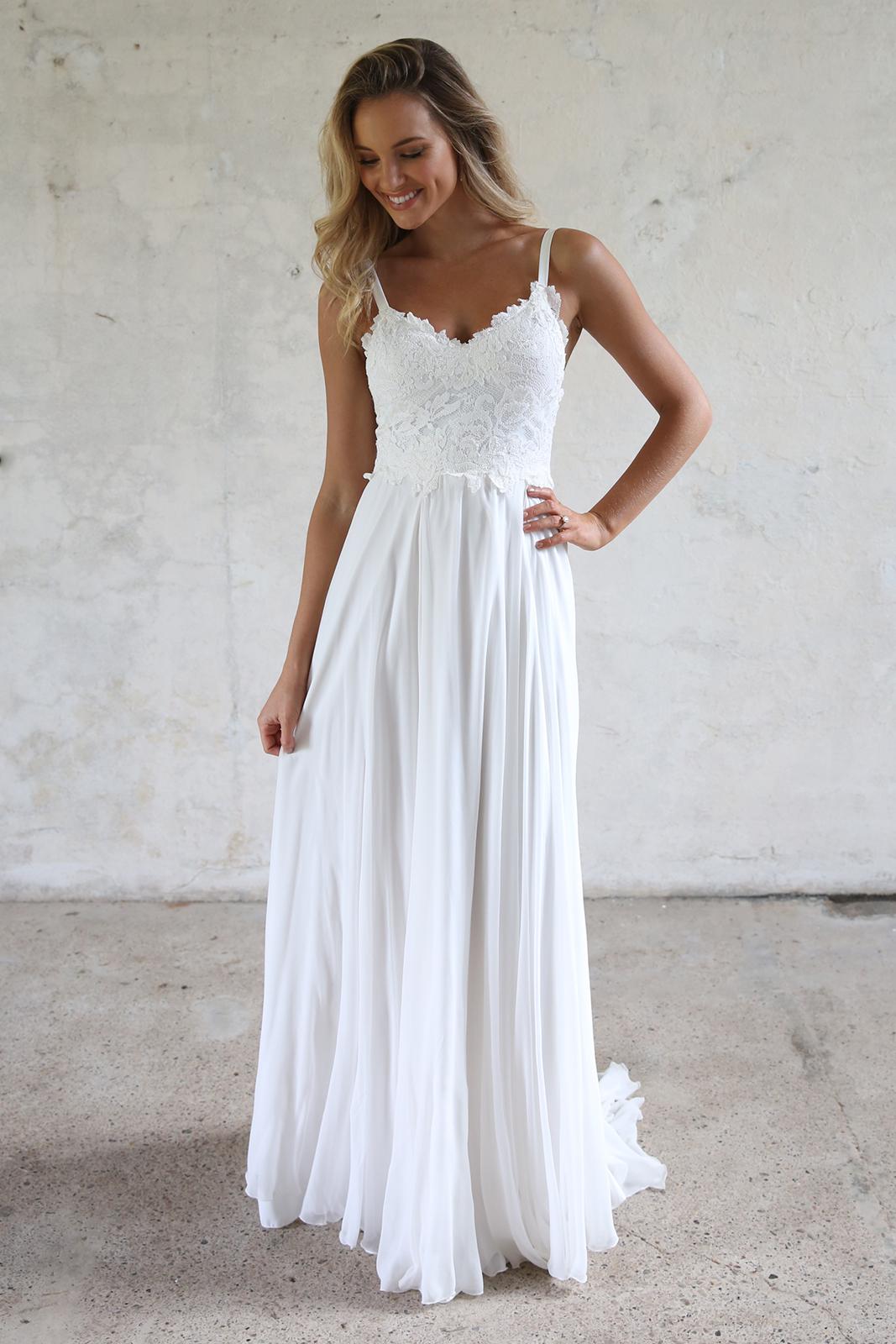 2019 Beach Boho Wedding Dress, Spaghetti Straps Lace Wedding Dress ...