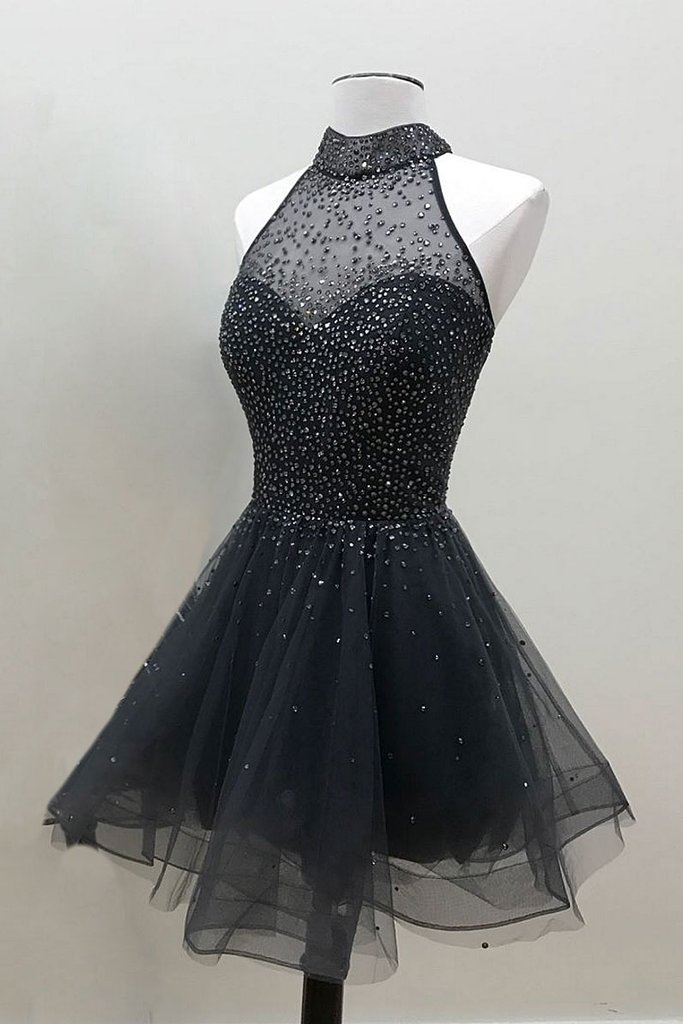 black tulle cocktail dress