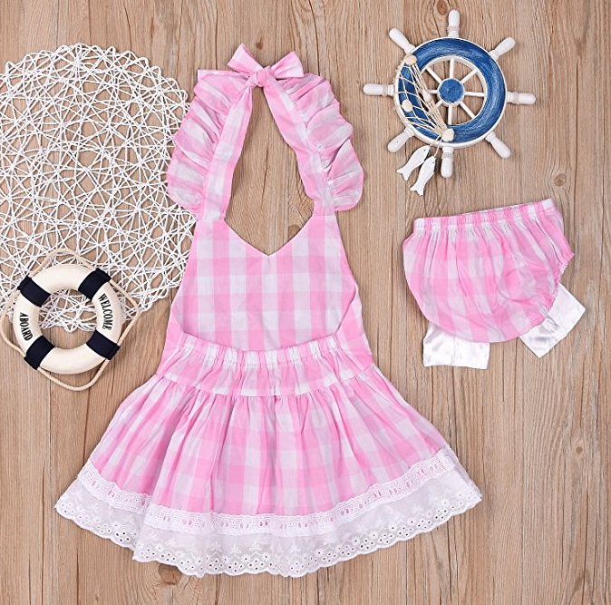 Baby Girls Sunsuit Outfit Stripe Backless Dress Brief Infant Clothes
