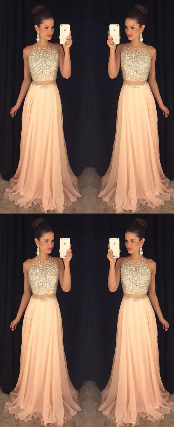 peach evening gown