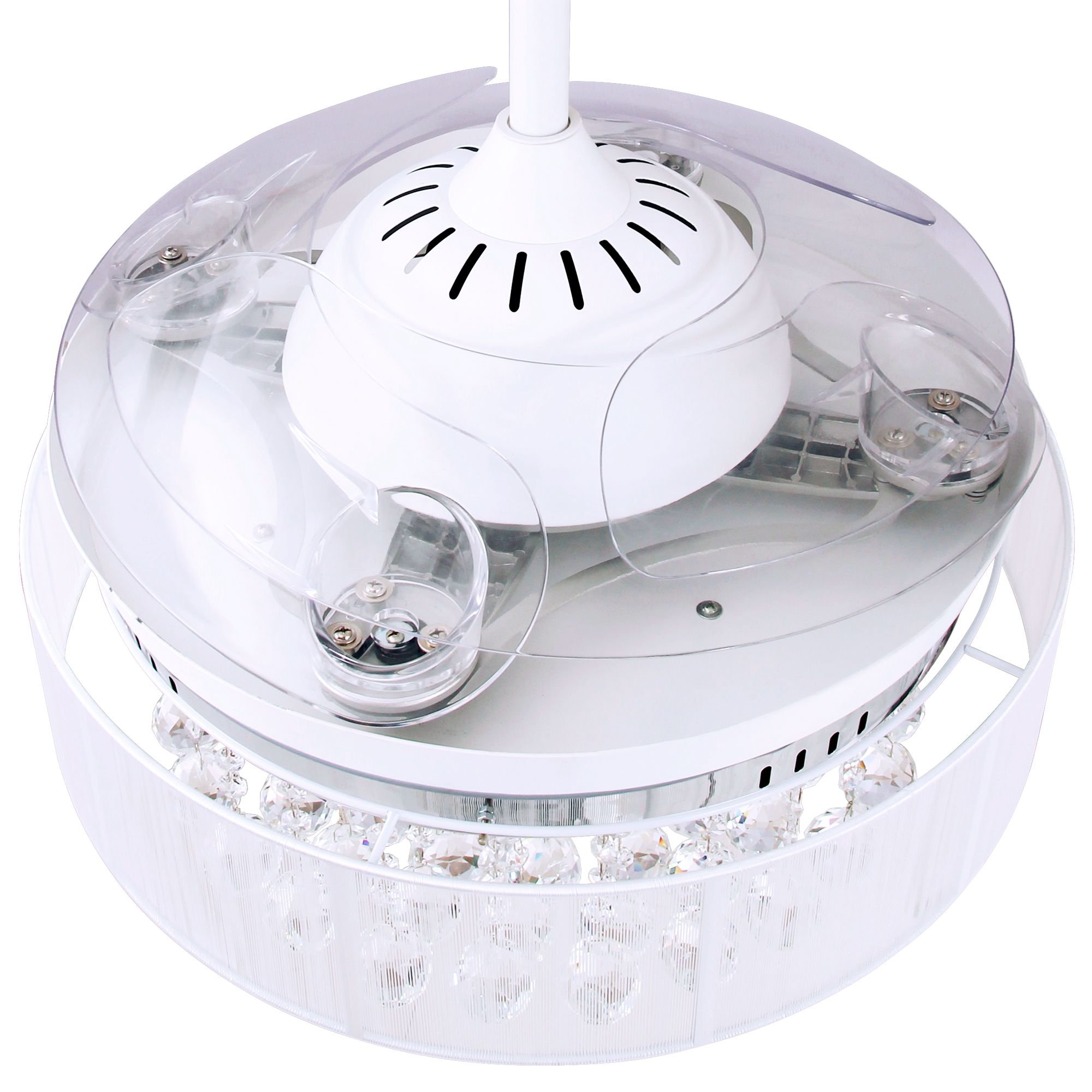 Crystal LED Ceiling Fan With Retractable Blades, White ...