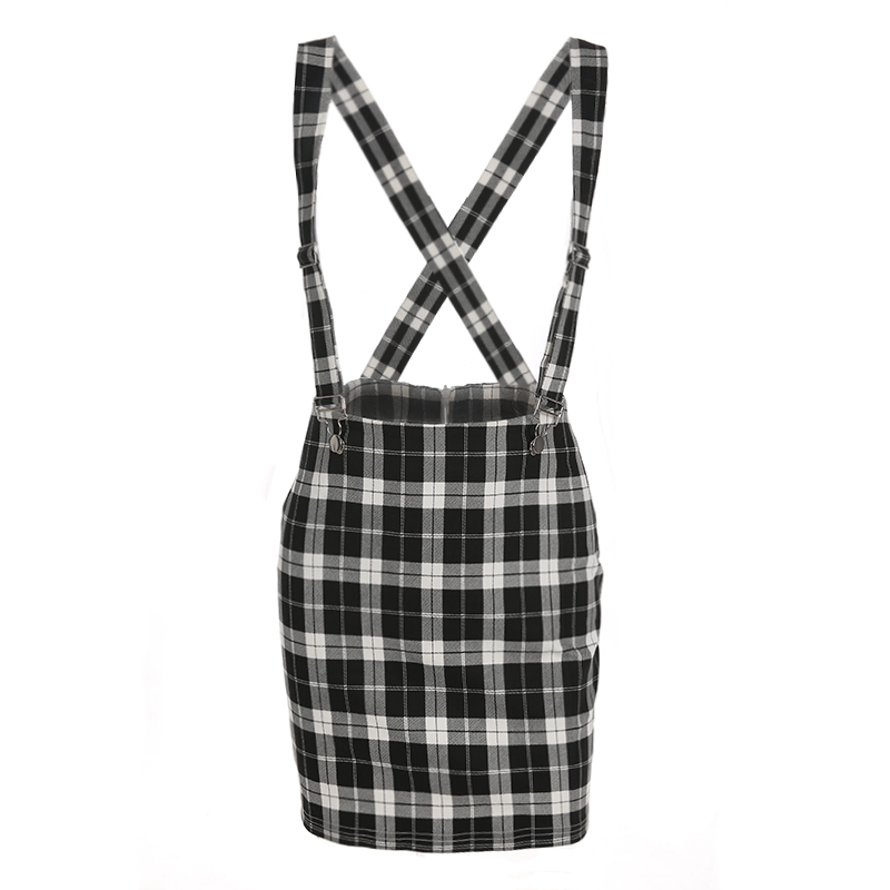 plaid dungaree dress