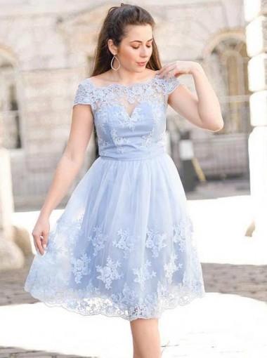 light blue lace short dress
