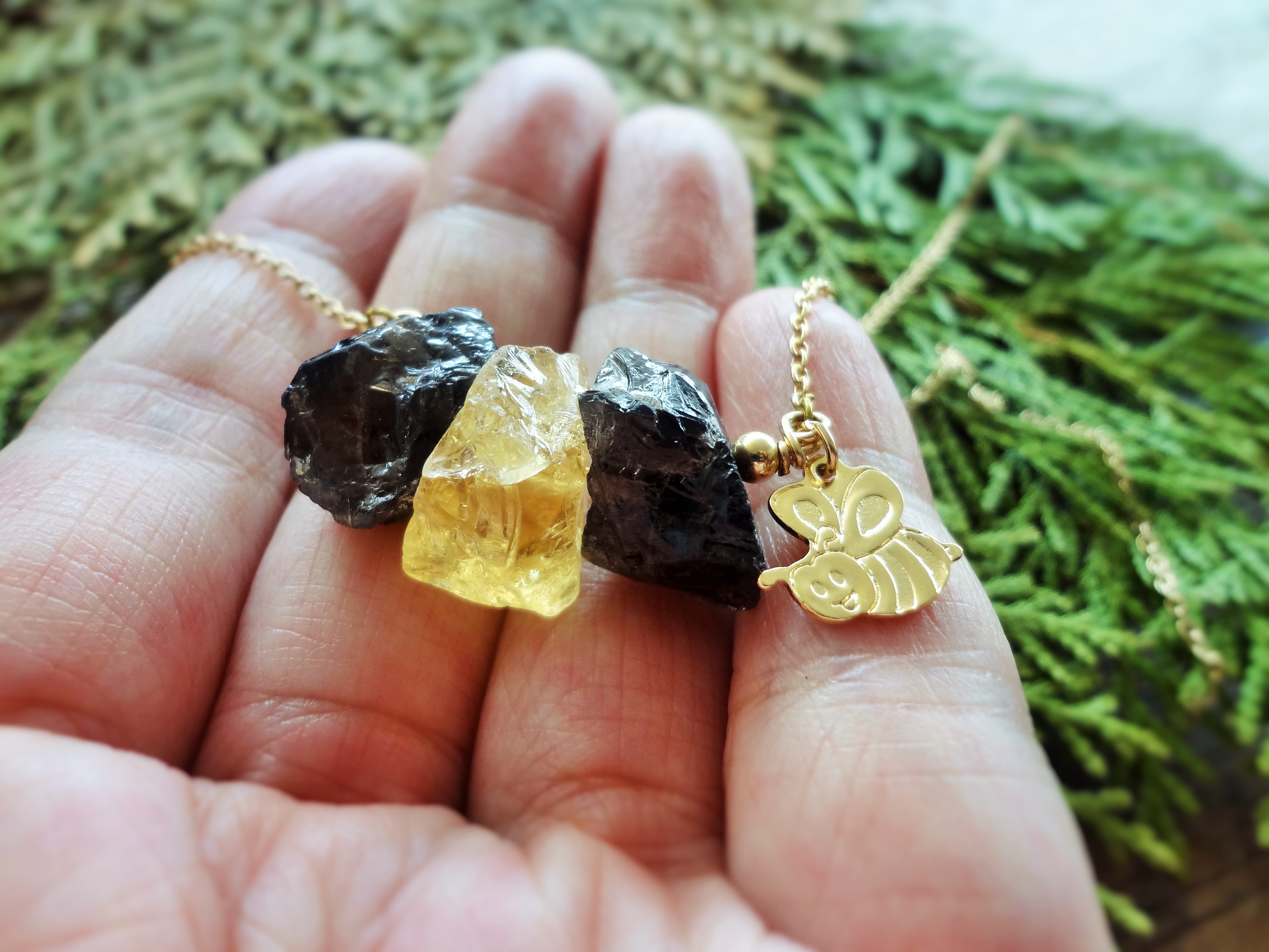 raw smoky quartz necklace