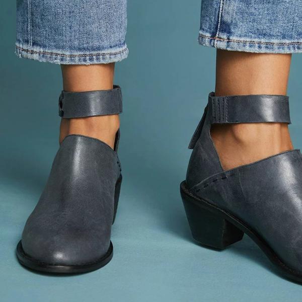 grey boots flat heel