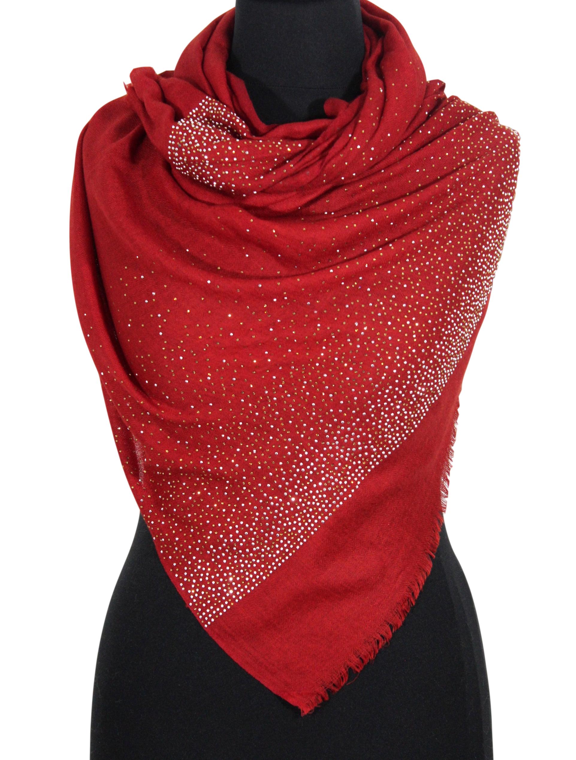 Stunning Red Handwoven Swarovski crystal Pashmina scarf/Infinity scarf