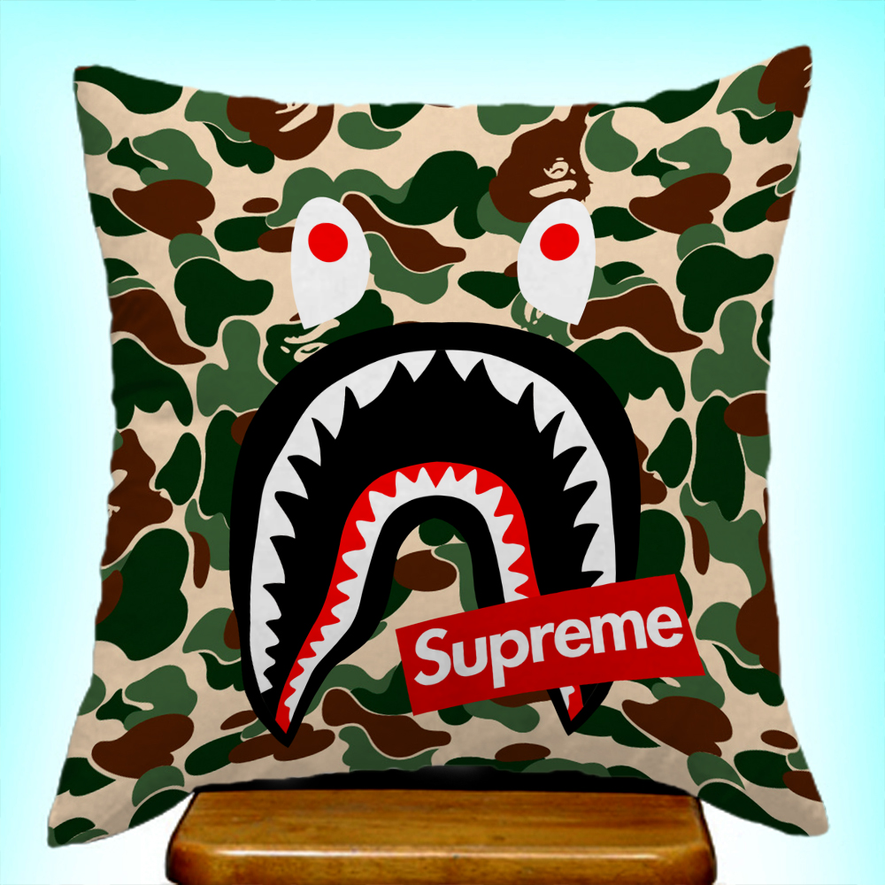 Shark Supreme Camo Bape Custom Design Print On Zipper Pillow Case