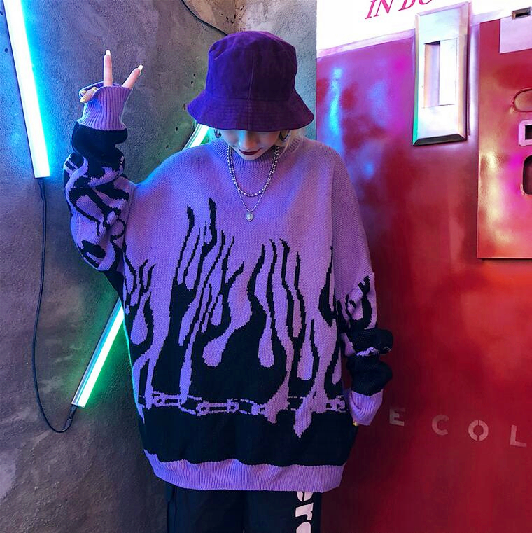 purple flame sweater