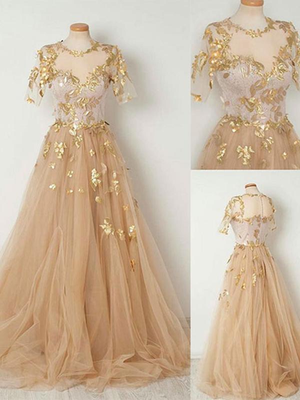 Long Gold Evening Dress