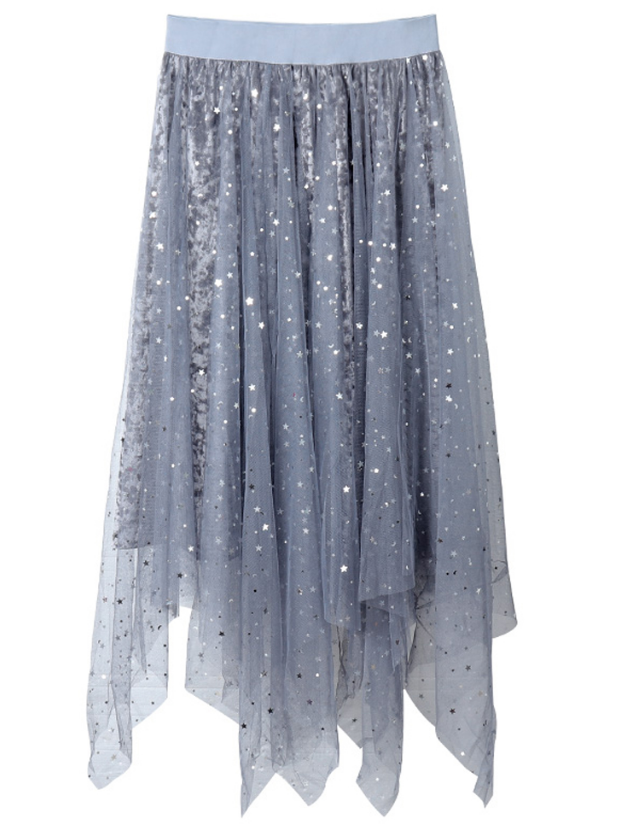 Shiny Star Glitter Gauze Tulle Midi Skirt on Storenvy