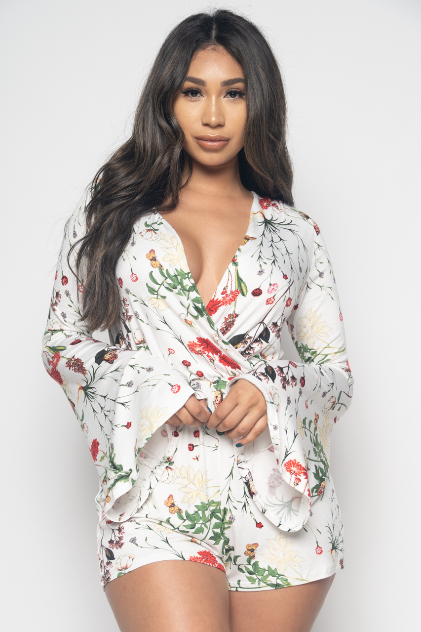 white floral romper long sleeve