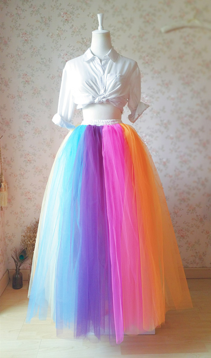 rainbow tulle dress