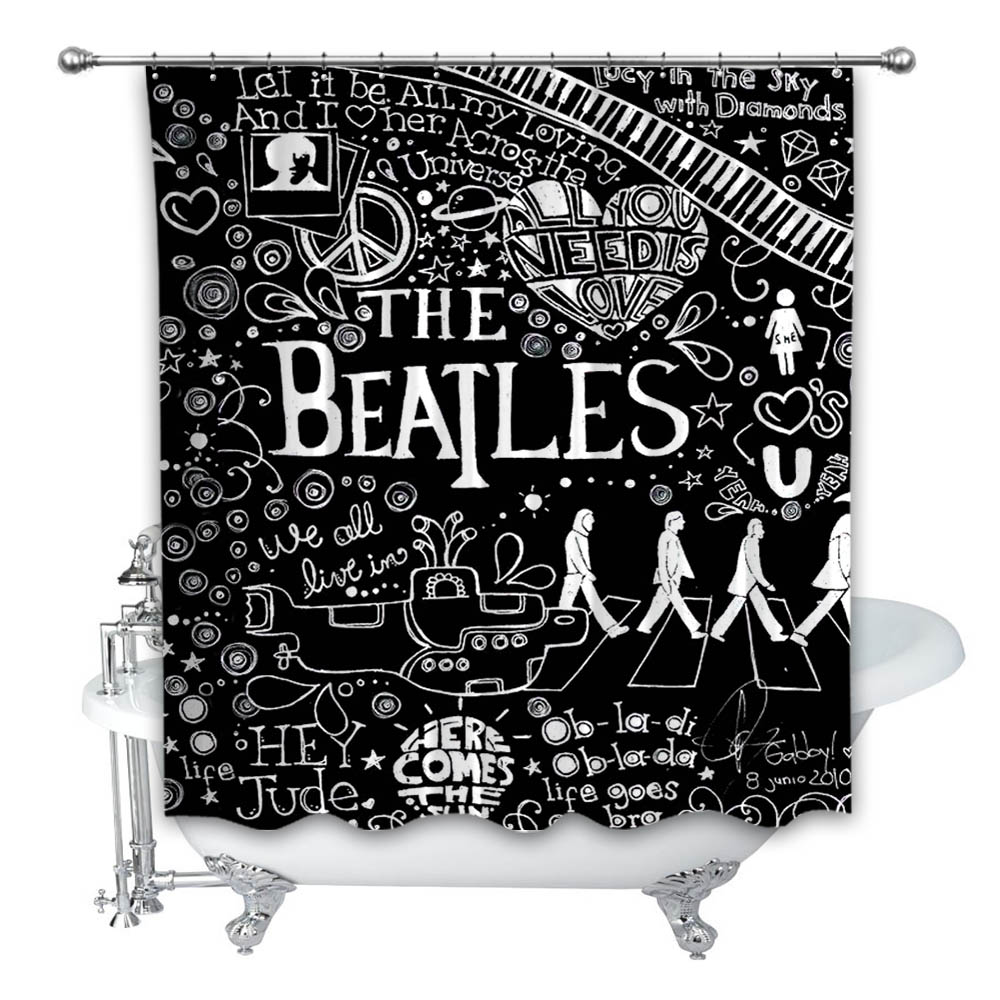 New The Beatles Rock Band Logo Custom Shower Curtain 100% Polyester on