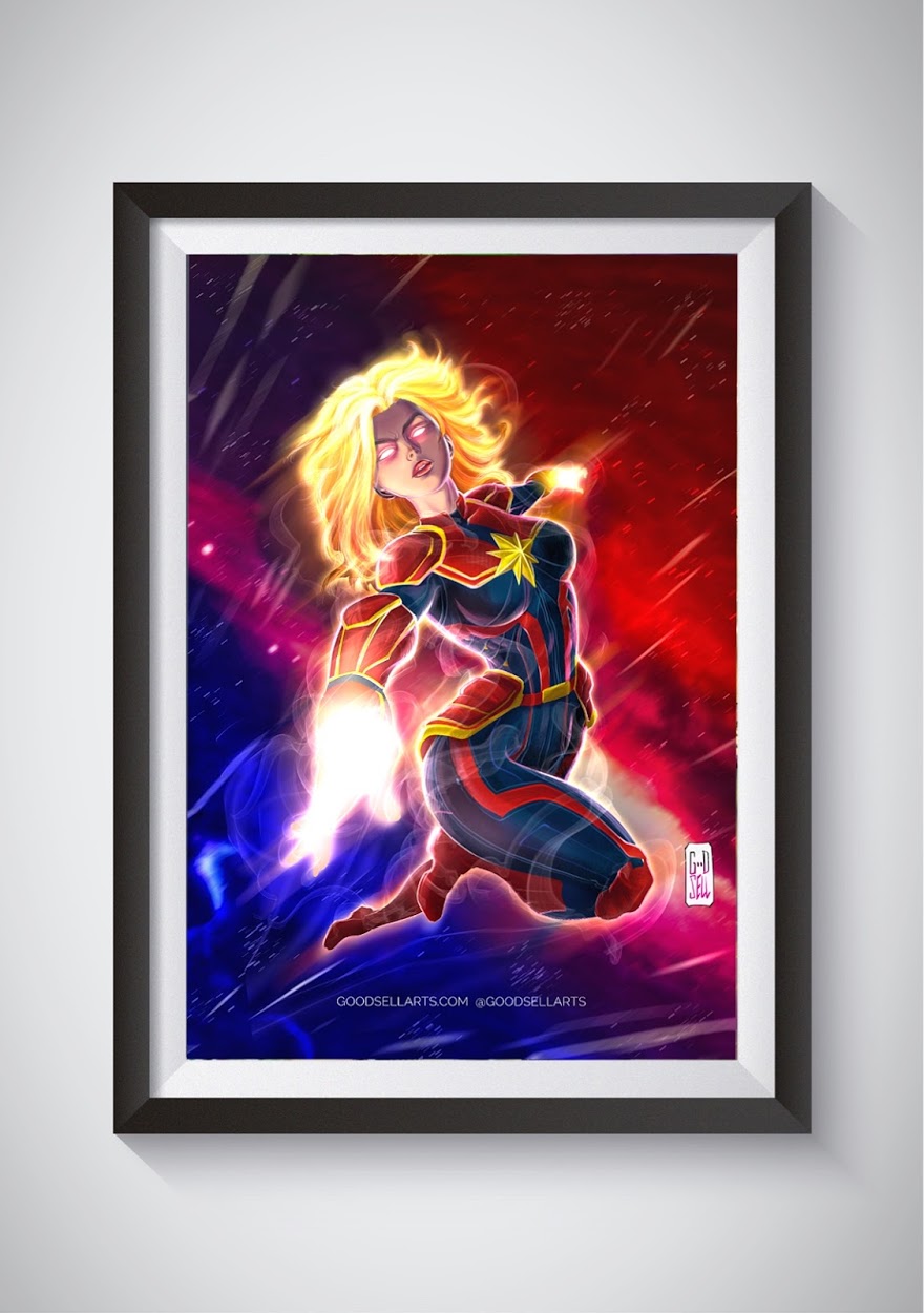 Captain Marvel Poster Art Avengers Endgame Marvel Wall Art Print Gifts For Men Mcu Movie Infinity War Carol Danvers Fanart Superhero Woman Sold By