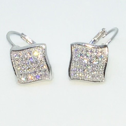 14K White-Square Shaped Dangle