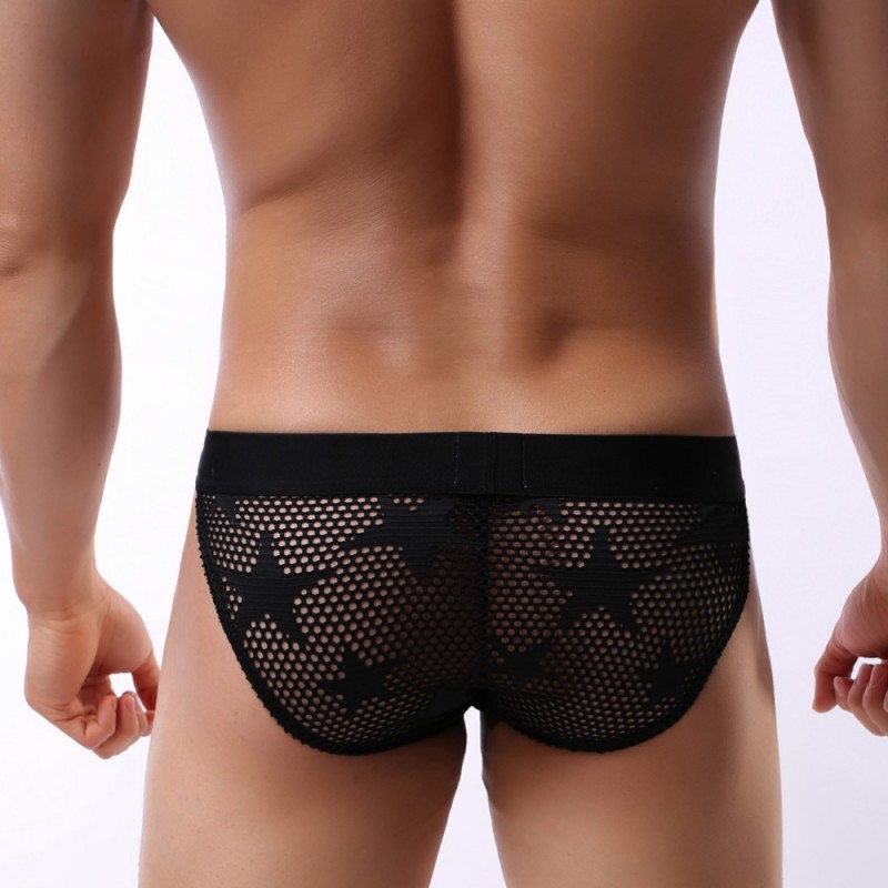 Seethrough Perforated Holes Stars High Legs Briefs Underwear · Amega