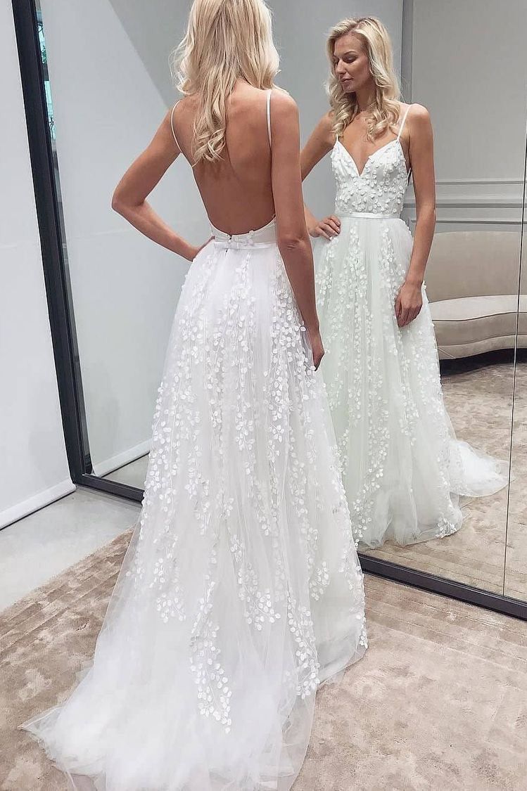 sexy open back wedding dress