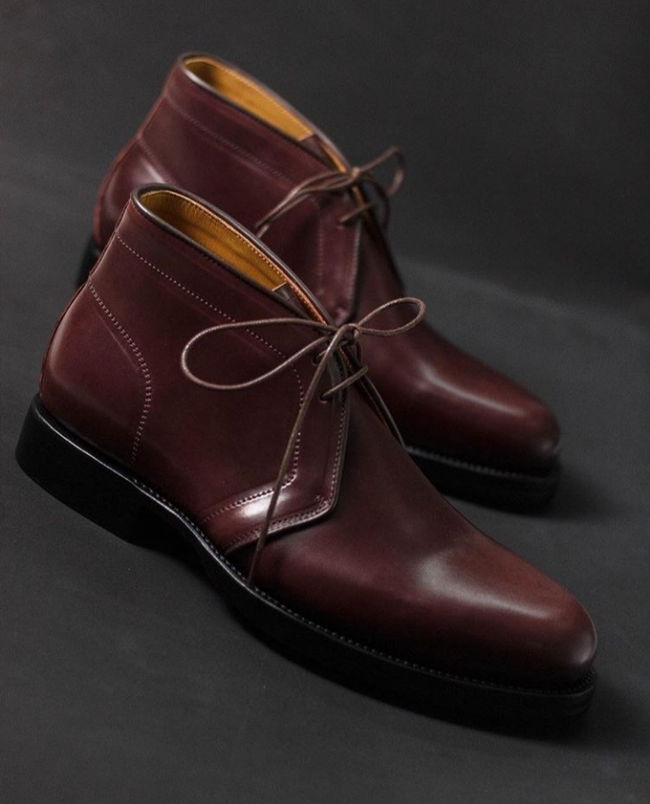 Black Sole Maroon Brown Rounded Toe Oxford Genuine Leather