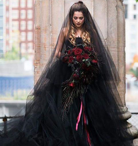 black gown wedding dress