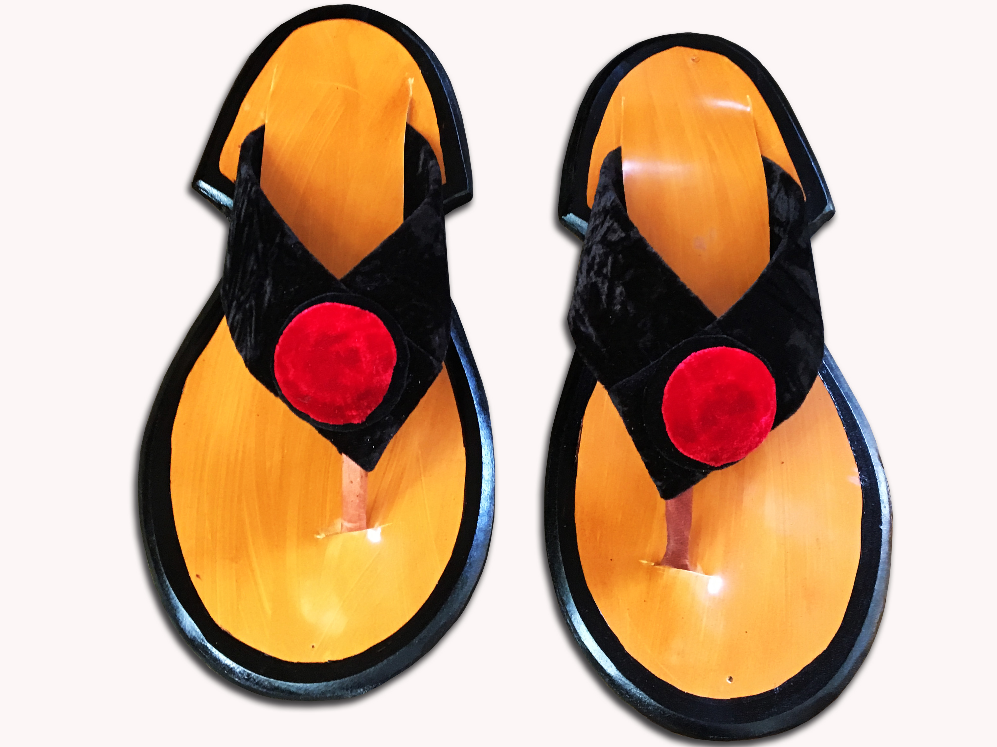 Traditional Men's Red and Black Handmade Leather Slippers Men's Shoe
