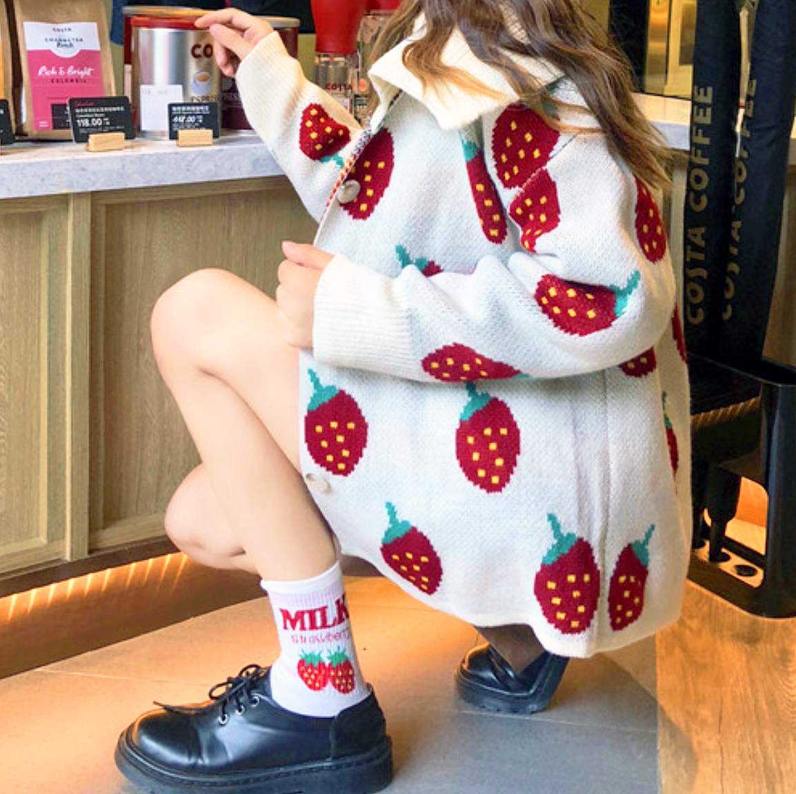 STRAWBERRY CARDIGAN IN BEIGE on Storenvy