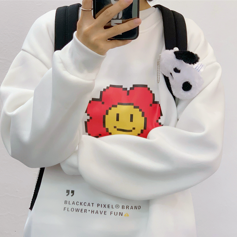 Smiley Flower Printed Hoodie Sweatshirt on Storenvy
