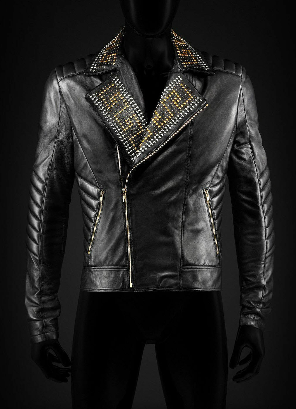 versace leather jacket mens