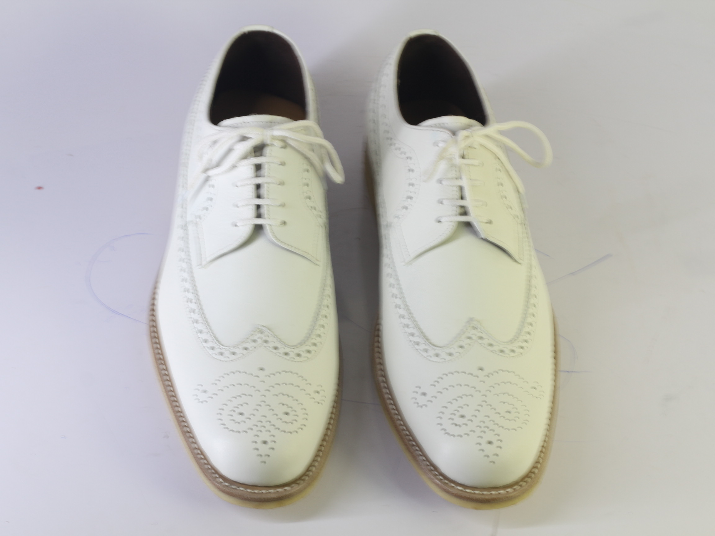 Handmade White Wing Tip Brogue Stylish Lace Up Leather Shoes For Men's · leatherworld2014