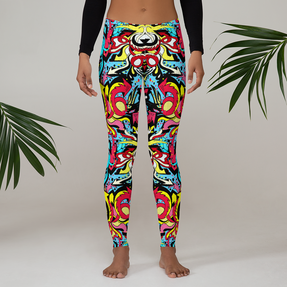 Colorful Graffiti Patterned Leggings Modern Booty Lifting Leggings