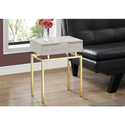 24in Modern End Table 1 Drawer Nightstand Beige Marble Gold Legs Sold By Jadore Home Accents On Storenvy