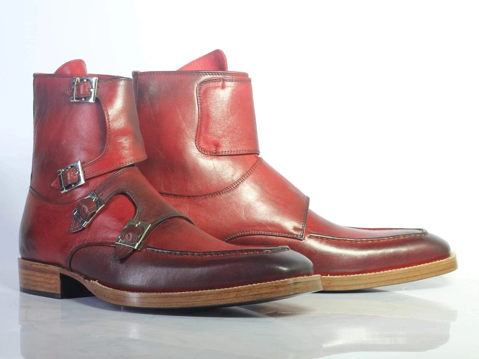 burgundy buckle boots