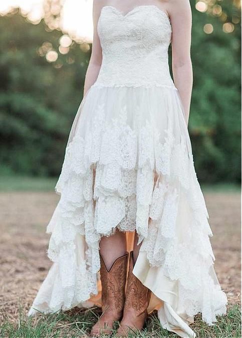 high low lace wedding dress