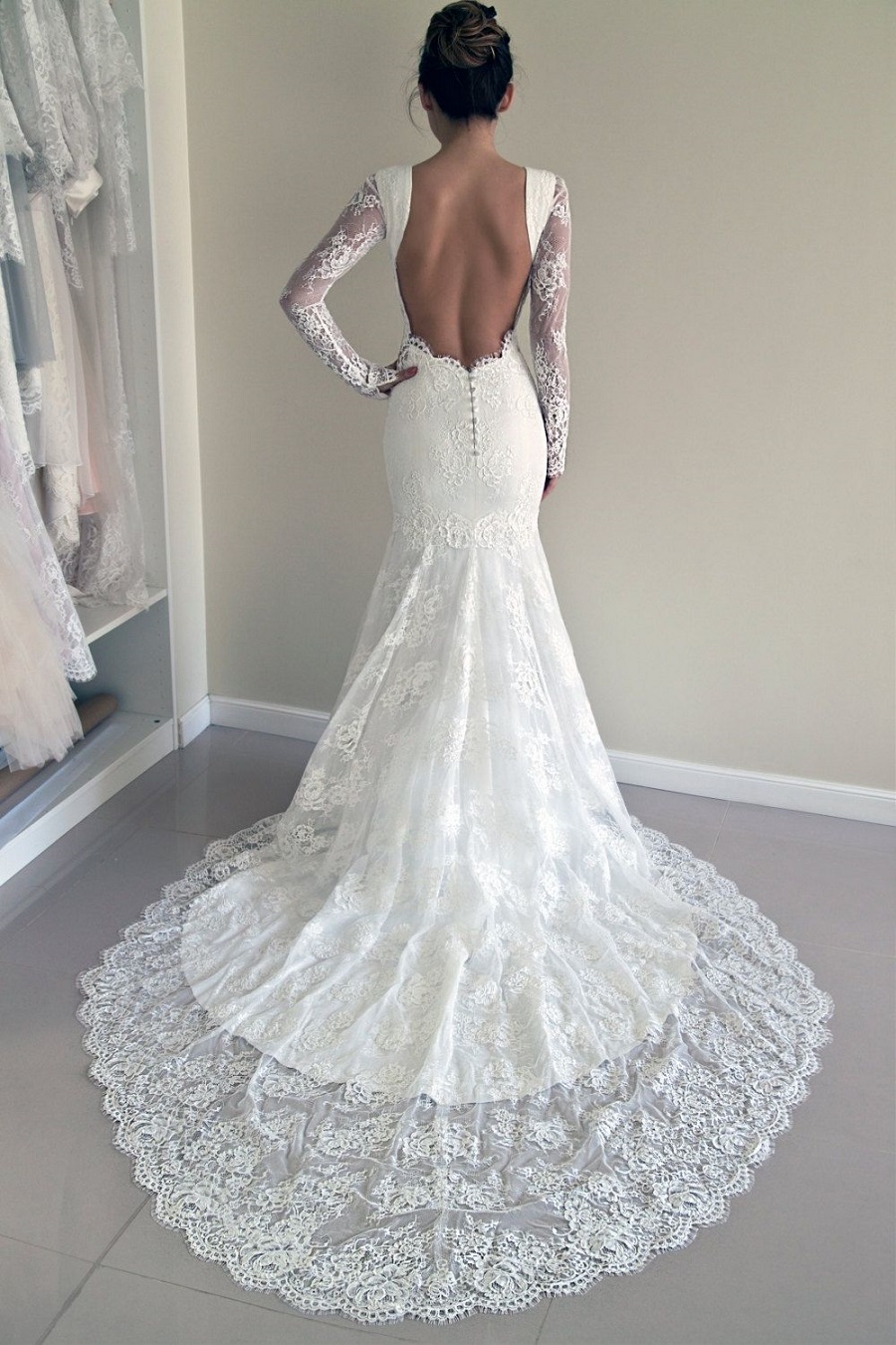 open back mermaid wedding gown