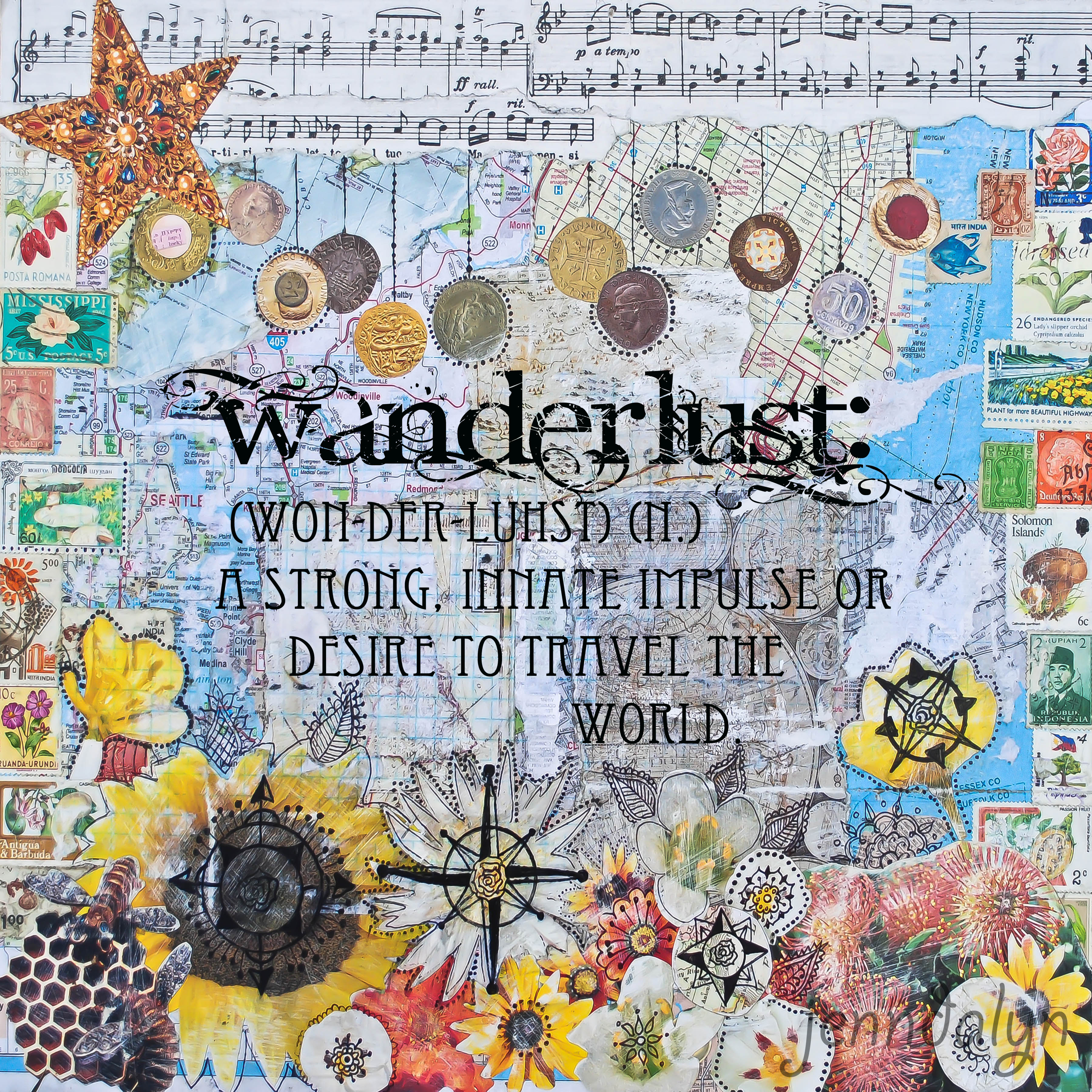 Wanderlust 16 X 16 Paper Print Large Wall Art Travel Poster Mixed Media Collage Art Jenndalyn Art Online Store Powered By Storenvy