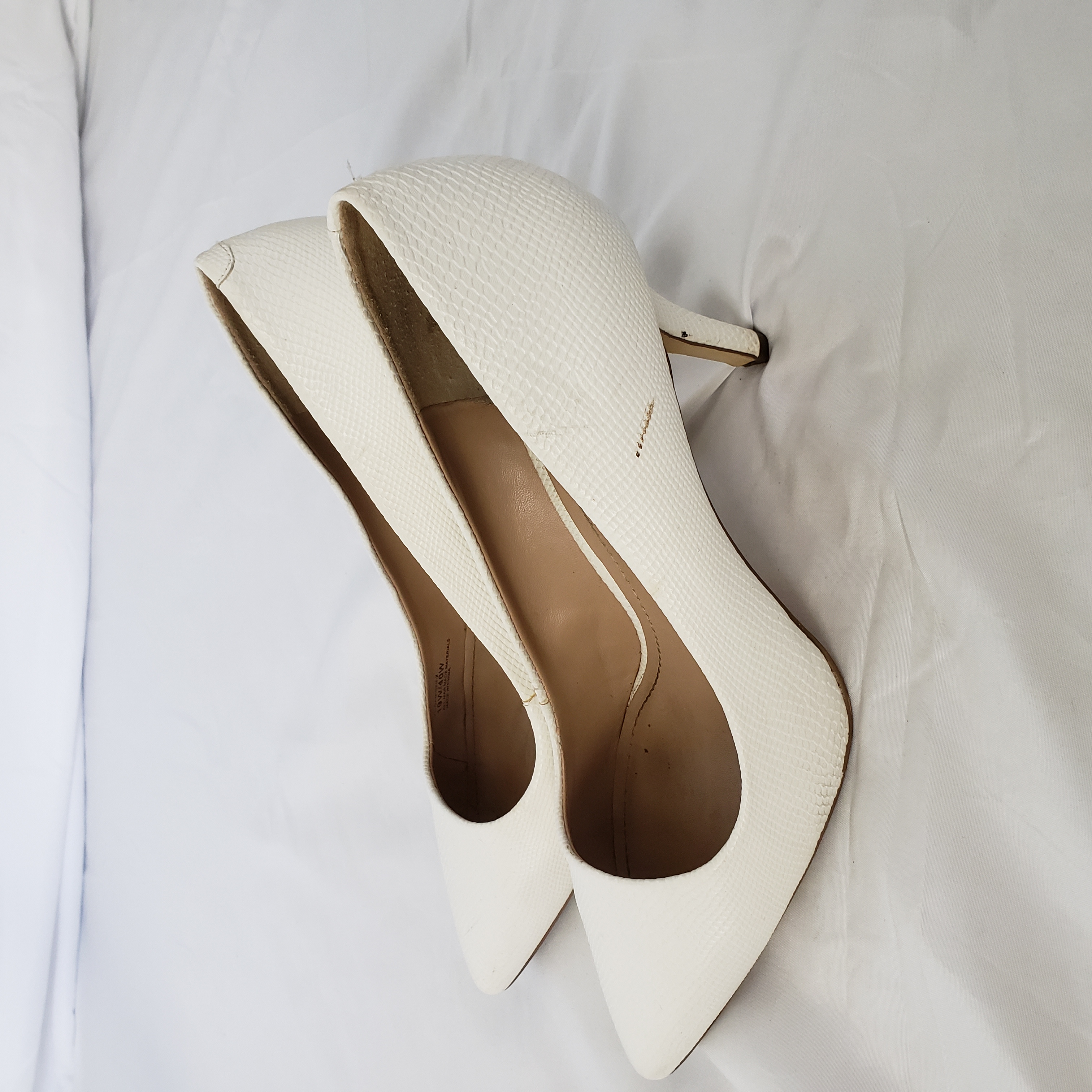 white snakeskin heels