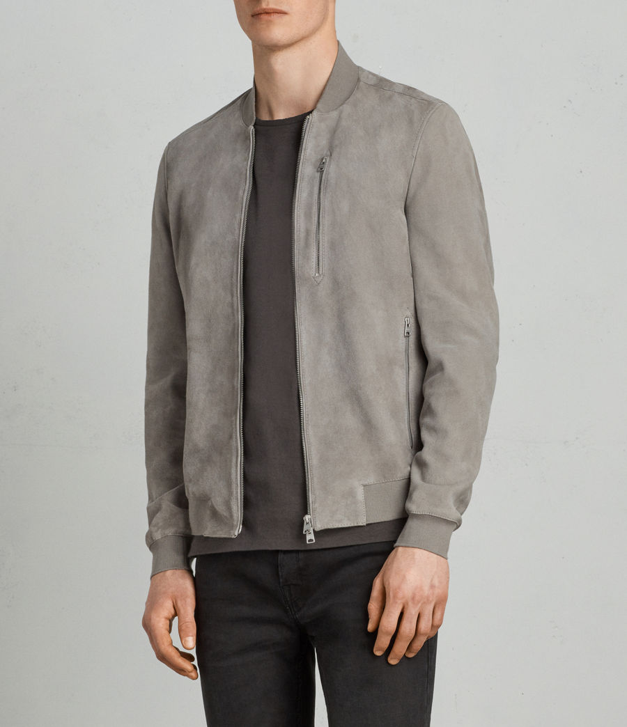 MENS NEW FASHION GRAY SUEDE LEATHER ZIPPER BOMBER JACKET BMSJ59 on Storenvy